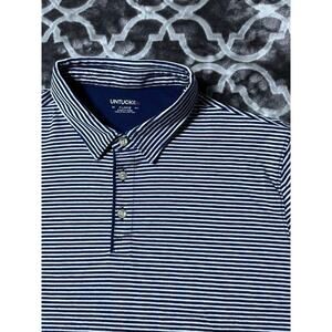 UNTUCKit Polo Mens Extra Large XL Striped Blue & White Soft Pima Cotton